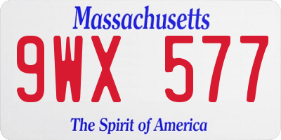 MA license plate 9WX577