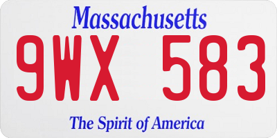 MA license plate 9WX583