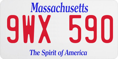 MA license plate 9WX590