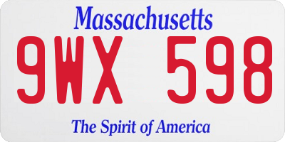 MA license plate 9WX598