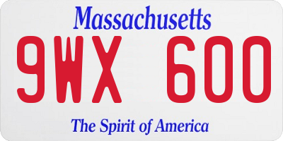 MA license plate 9WX600