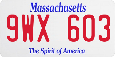 MA license plate 9WX603