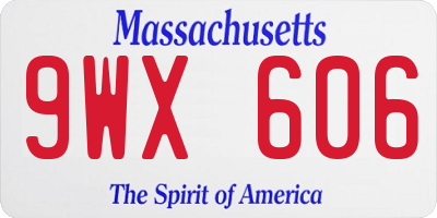MA license plate 9WX606