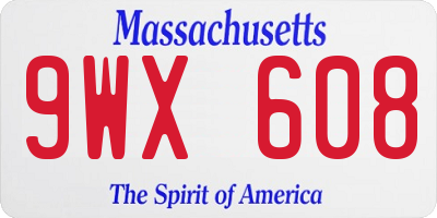 MA license plate 9WX608
