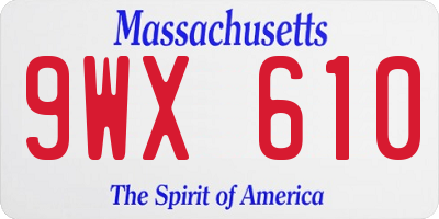 MA license plate 9WX610