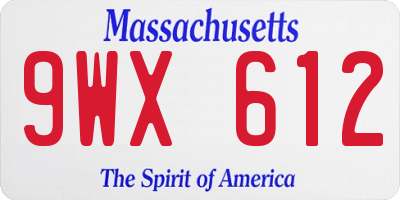 MA license plate 9WX612