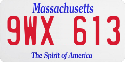 MA license plate 9WX613