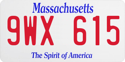 MA license plate 9WX615