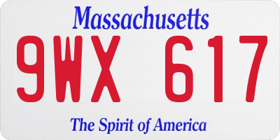 MA license plate 9WX617