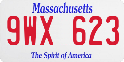 MA license plate 9WX623
