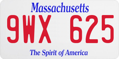 MA license plate 9WX625