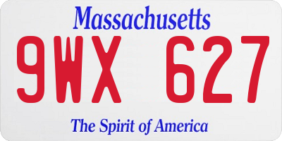 MA license plate 9WX627