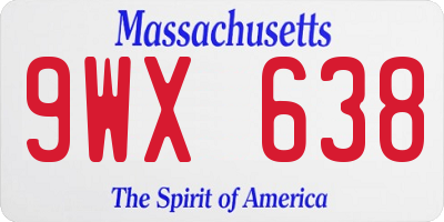 MA license plate 9WX638