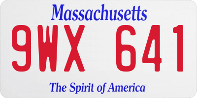 MA license plate 9WX641
