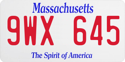 MA license plate 9WX645