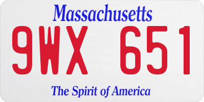 MA license plate 9WX651