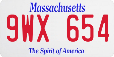 MA license plate 9WX654