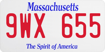 MA license plate 9WX655