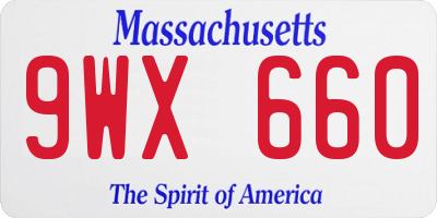 MA license plate 9WX660