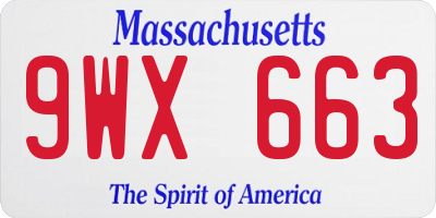 MA license plate 9WX663