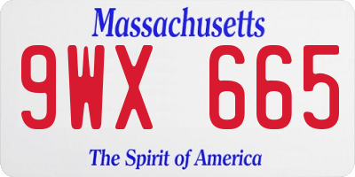MA license plate 9WX665