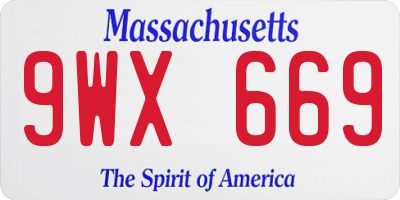 MA license plate 9WX669