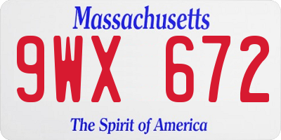MA license plate 9WX672
