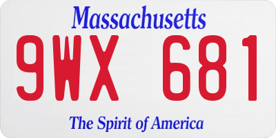 MA license plate 9WX681