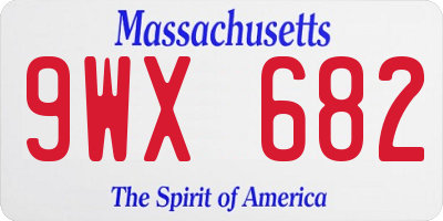 MA license plate 9WX682
