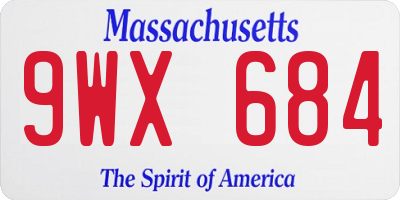 MA license plate 9WX684