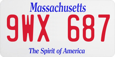 MA license plate 9WX687