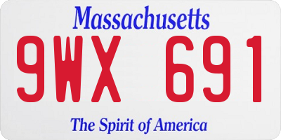 MA license plate 9WX691