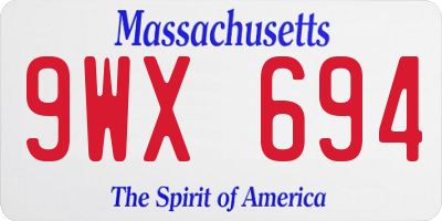 MA license plate 9WX694
