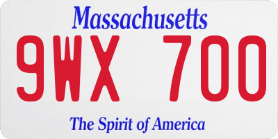 MA license plate 9WX700