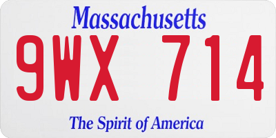 MA license plate 9WX714