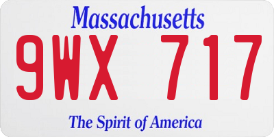 MA license plate 9WX717