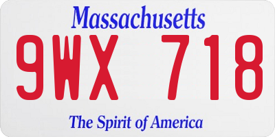 MA license plate 9WX718