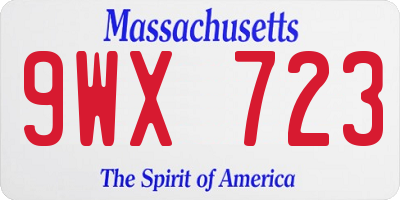 MA license plate 9WX723
