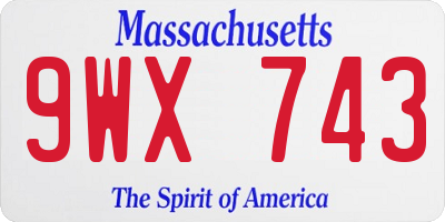 MA license plate 9WX743