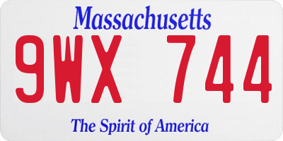 MA license plate 9WX744