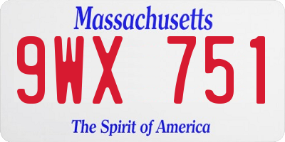 MA license plate 9WX751