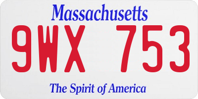 MA license plate 9WX753