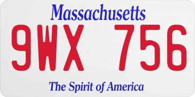 MA license plate 9WX756