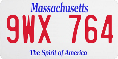 MA license plate 9WX764