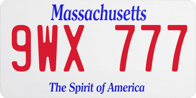 MA license plate 9WX777