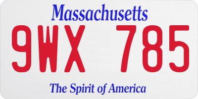 MA license plate 9WX785