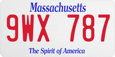 MA license plate 9WX787