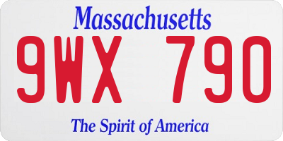 MA license plate 9WX790