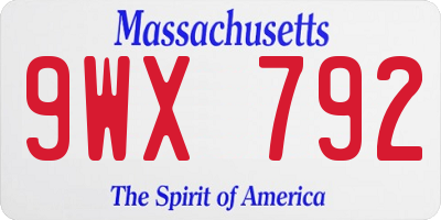 MA license plate 9WX792
