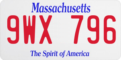 MA license plate 9WX796